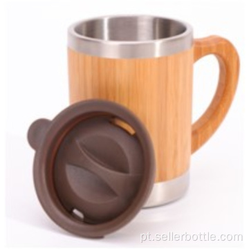 Caneca de bambu com tampa de plástico de 300 ml